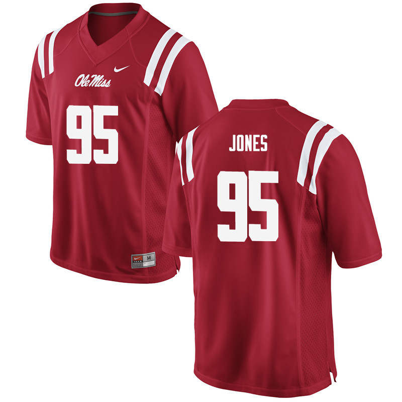 Benito Jones Ole Miss Rebels NCAA Men's Red #95 Stitched Limited College Football Jersey WXO4758KZ